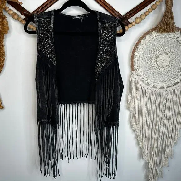 Harley Davidson Black Super Fringe Motorcycle Vest - Picture 2 of 6